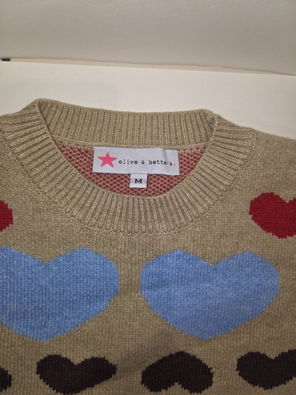 Olive and Bette's Hearts Puff Sleeve Sweater Size Medium Retail $128 - Picture 5 of 7